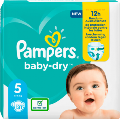 Pampers - Baby-Dry - Einzelpack mit 31 Windeln - Größe 5